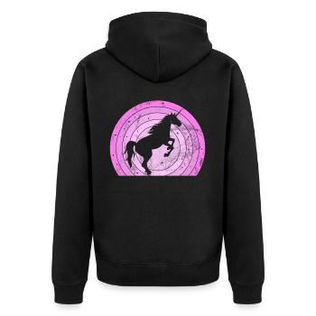 Einhorn -Retro -Einhorn Mythischer Kreatur Einhorn - Unisex Premium Bio Zip Hoodie - Schwarz - Hinten - Nico (187cm)