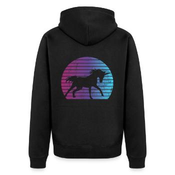 Einhorn -Retro -Einhorn Mythischer Kreatur Einhorn - Unisex Premium Bio Zip Hoodie - Schwarz - Hinten - Nico (187cm)