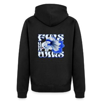 Betta Fish Fighting Fish Fins And Wins - Unisex Premium Organic Zip Hoodie - black - Back - Nico (187cm)