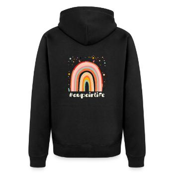 Au Pair #Aupairlife - Unisex Premium Organic Zip Hoodie - black - Back - Nico (187cm)