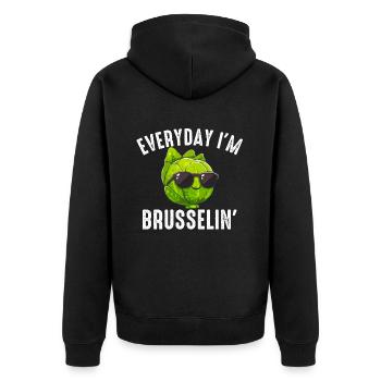 Everyday I'm Brusselin', brussel sprout - Unisex Premium Bio Zip Hoodie - Schwarz - Hinten - Nico (187cm)