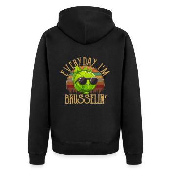 Everyday I'm Brusselin', brussel sprout - Unisex Premium Bio Zip Hoodie - Schwarz - Hinten - Nico (187cm)