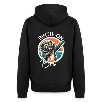 Lustige Marderbär Sprüche - Unisex Premium Bio Zip Hoodie - Schwarz - Hinten - Nico (187cm)