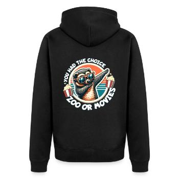 Marderbär Spruch - Unisex Premium Bio Zip Hoodie - Schwarz - Hinten - Nico (187cm)