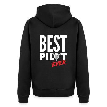 Bester Pilot - Unisex Premium Bio Zip Hoodie - Schwarz - Hinten - Nico (187cm)