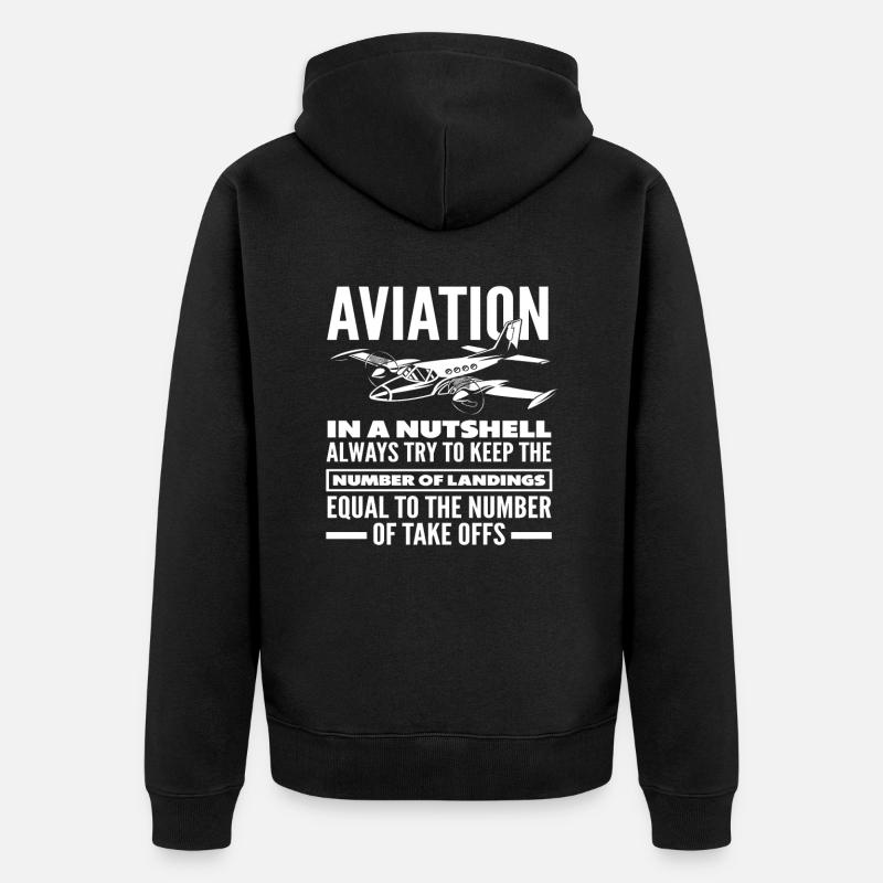 Pilot Fliegerei Hobby Beruf - Unisex Premium Bio Zip Hoodie - Schwarz