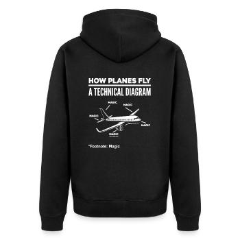 Pilot Airplane Aviator Pilots - Unisex Premium Organic Zip Hoodie - black - Back - Nico (187cm)