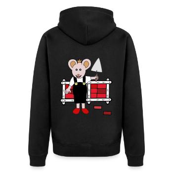 Maus Mäuse Maurer Handwerker Handwerk Berufe - Unisex Premium Bio Zip Hoodie - Schwarz - Hinten - Nico (187cm)