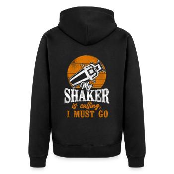 Bartender Mixologist My Shaker Is - Unisex Premium Organic Zip Hoodie - black - Back - Nico (187cm)
