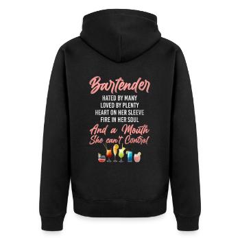 Bartender Mixologist Bartender - Unisex Premium Bio Zip Hoodie - Schwarz - Hinten - Nico (187cm)