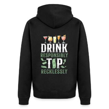 Bartender Mixologist Drink - Unisex Premium Bio Zip Hoodie - Schwarz - Hinten - Nico (187cm)