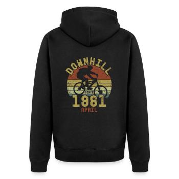 Anniversaire Vélo de descente Avril 1981 - Veste à capuche bio Premium Unisexe - noir - Dos - Nico (187cm)