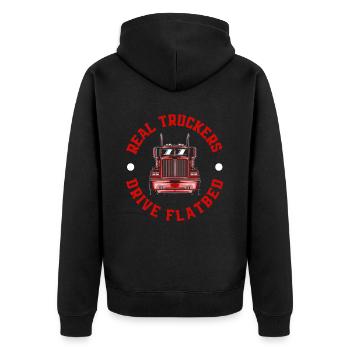 Truck Driver Saying Gift Idea - Unisex Premium Organic Zip Hoodie - black - Back - Nico (187cm)