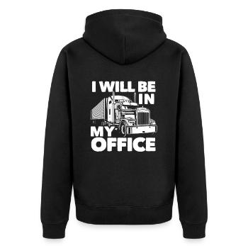 Truck Driver Office Saying - Unisex Premium Organic Zip Hoodie - black - Back - Nico (187cm)