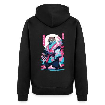 Samouraï Loutre Esthétique Vaporwave Japon Art - Veste à capuche bio Premium Unisexe - noir - Dos - Nico (187cm)