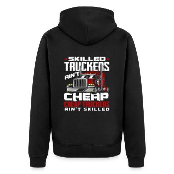 Truck Driver Logisitk Saying Gift Idea - Unisex Premium Organic Zip Hoodie - black - Back - Nico (187cm)