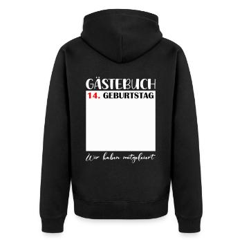 14th Birthday Girl 14 Years Boys Gift - Unisex Premium Organic Zip Hoodie - black - Back - Nico (187cm)