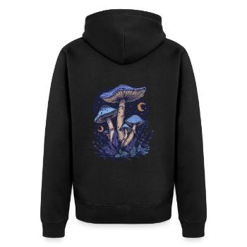 Cottagecore Goblincore Mushroom Moon Phases Fairycore - Unisex Premium Organic Zip Hoodie - black - Back - Nico (187cm)