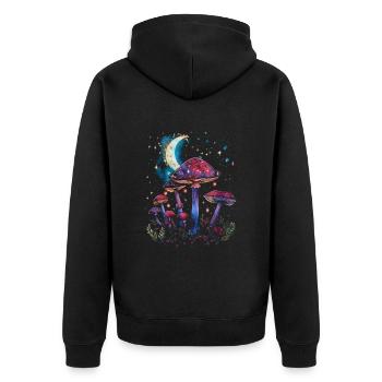 Mushroom Moon Phases Cottagecore Goblincore Fairycore - Unisex Premium Organic Zip Hoodie - black - Back - Nico (187cm)
