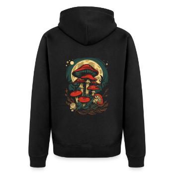 Moon Phases Mushroom Fairycore Goblincore Cottagecore - Unisex Premium Organic Zip Hoodie - black - Back - Nico (187cm)
