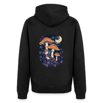 Fairycore Goblincore Pilz Mondphasen Cottagecore - Unisex Premium Bio Zip Hoodie - Schwarz - Hinten - Nico (187cm)