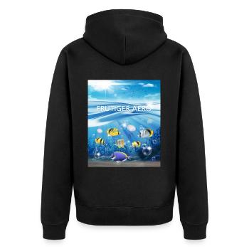 Frutiger Aero Aesthetic Tech Ocean Underwater Fish - Unisex Premium Organic Zip Hoodie - black - Back - Nico (187cm)