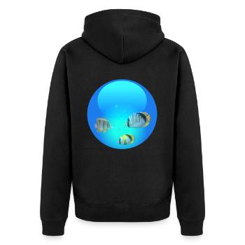 Frutiger Aero Aesthetic Tech Poisson-globe - Veste à capuche bio Premium Unisexe - noir - Dos - Nico (187cm)