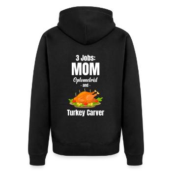 3 Jobs: Mutter Optikerin Und Türkische Optikerin - Unisex Premium Bio Zip Hoodie - Schwarz - Hinten - Nico (187cm)