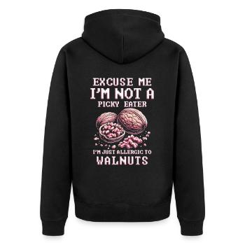 Walnut Allergy I'm Just Allergic To Walnuts - Unisex Premium Organic Zip Hoodie - black - Back - Nico (187cm)