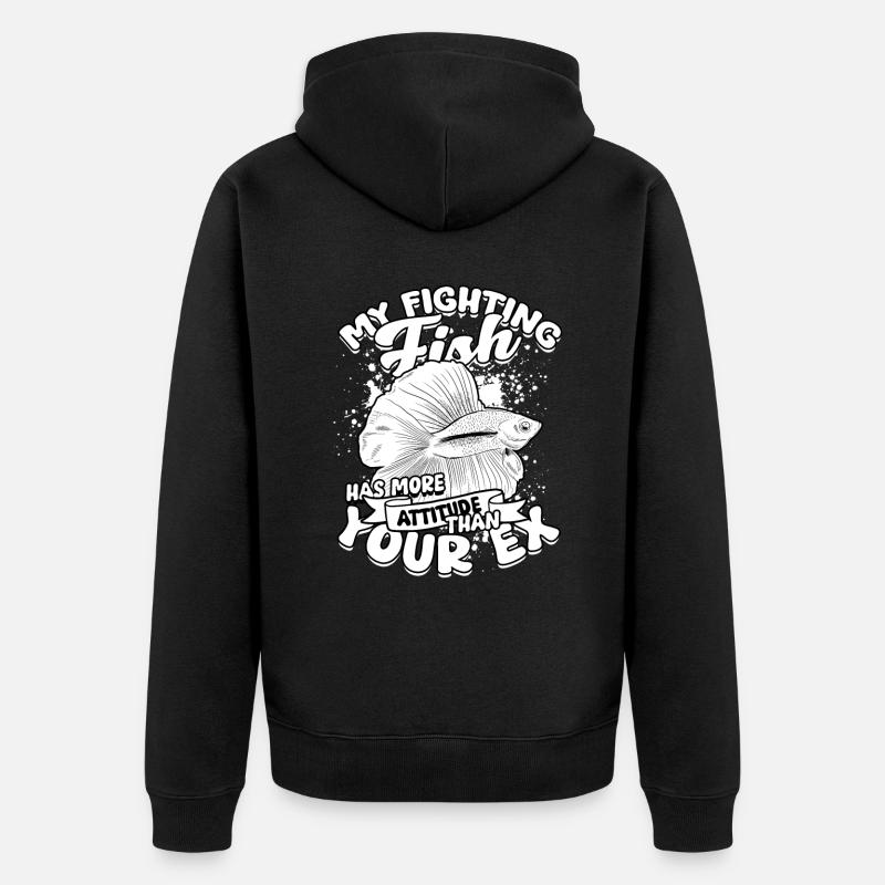 Poisson Betta Betta siamois - Veste à capuche bio Premium Unisexe - noir