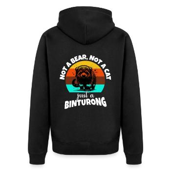 Marderbär Sprüche - Unisex Premium Bio Zip Hoodie - Schwarz - Hinten - Nico (187cm)