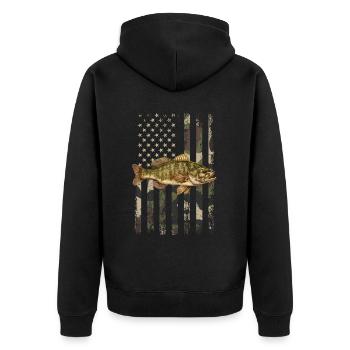 Smallmouth bass - Unisex Premium Bio Zip Hoodie - Schwarz - Hinten - Nico (187cm)