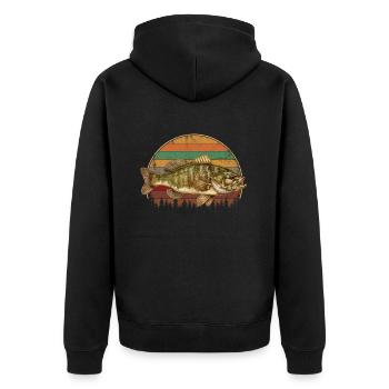 Smallmouth bass - Unisex Premium Bio Zip Hoodie - Schwarz - Hinten - Nico (187cm)