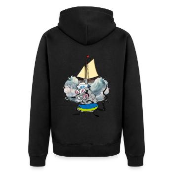 Ratte Ratten Segelschiff Seefahrer Matrosen Ahoi - Unisex Premium Bio Zip Hoodie - Schwarz - Hinten - Nico (187cm)