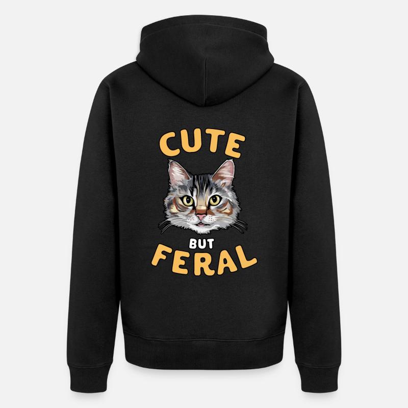 Chat mignon mais sauvage drôle drôle d’animal Design - Veste à capuche bio Premium Unisexe - noir