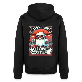 Gruselige Retro-Zukunft Halloween T-Shirt - Unisex Premium Bio Zip Hoodie - Schwarz - Hinten - Nico (187cm)