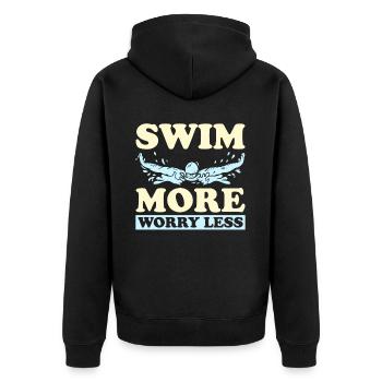 Schwimmen Wassersport Pool Schwimmsport Schwimmer - Unisex Premium Bio Zip Hoodie - Schwarz - Hinten - Nico (187cm)