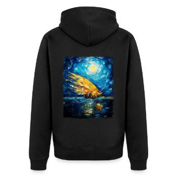 Pêche à la mouche Pêcheur Nuit étoilée Peinture - Veste à capuche bio Premium Unisexe - noir - Dos - Nico (187cm)