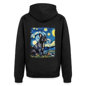 Bouledogue français Frenchie Chien Nuit étoilée - Veste à capuche bio Premium Unisexe - noir - Dos - Nico (187cm)