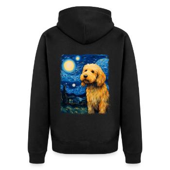 Golden Doodle Goldendoodle Chien Nuit étoilée Peinture - Veste à capuche bio Premium Unisexe - noir - Dos - Nico (187cm)