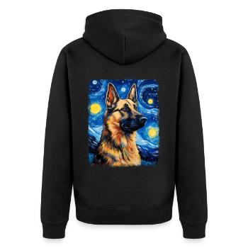 Berger allemand Peinture Nuit étoilée - Veste à capuche bio Premium Unisexe - noir - Dos - Nico (187cm)