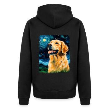 Golden Retriever chien Nuit étoilée peinture - Veste à capuche bio Premium Unisexe - noir - Dos - Nico (187cm)