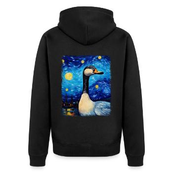 Oie Oie Canard Nuit Étoilée Peinture - Veste à capuche bio Premium Unisexe - noir - Dos - Nico (187cm)