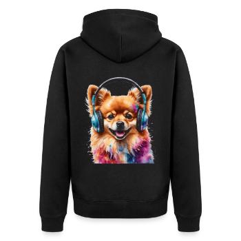 Casque de Poméranie Chien Imprimer - Veste à capuche bio Premium Unisexe - noir - Dos - Nico (187cm)