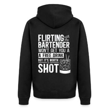 Bartender Mixologist Flirting With - Unisex Premium Organic Zip Hoodie - black - Back - Nico (187cm)