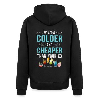 Bartender Mixologist We Serve - Unisex Premium Bio Zip Hoodie - Schwarz - Hinten - Nico (187cm)