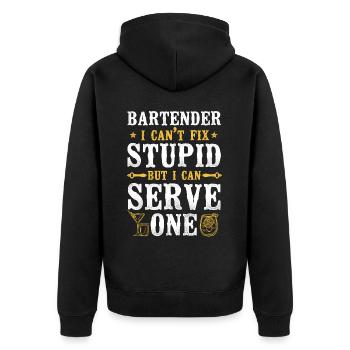 Bartender Mixologist Bartender I - Unisex Premium Bio Zip Hoodie - Schwarz - Hinten - Nico (187cm)