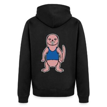 Rat taupe nu avec une chemise - Veste à capuche bio Premium Unisexe - noir - Dos - Nico (187cm)