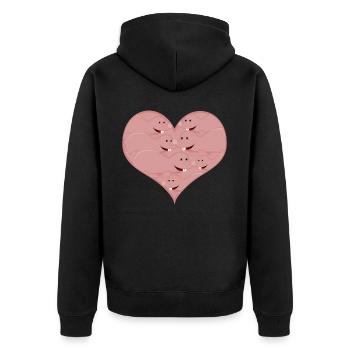 Taupe nue Rat Coeur - Veste à capuche bio Premium Unisexe - noir - Dos - Nico (187cm)