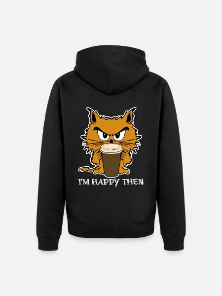 Cat Grumpy Misanthrope Sarcasm Unhappy - Unisex Premium Bio Zip Hoodie - Schwarz